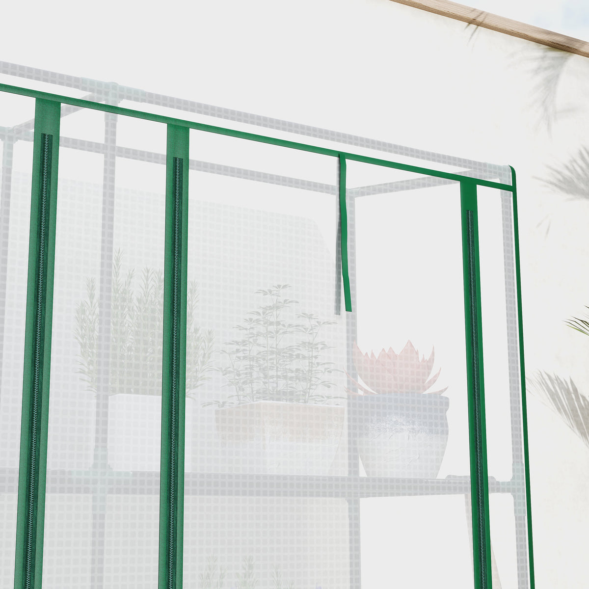 Outsunny 3 Tier Lean-to Mini Greenhouse With Plastic Cover, White