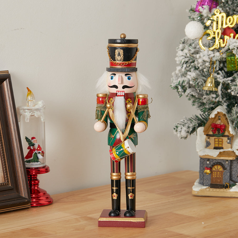 Wooden Nutcracker Soldier Figurine Christmas Ornament With Drum