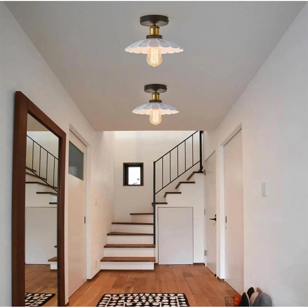 Bath Plus TB+ 2 Pack Flush Mount Ceiling Light E27 Scalloped Shade
