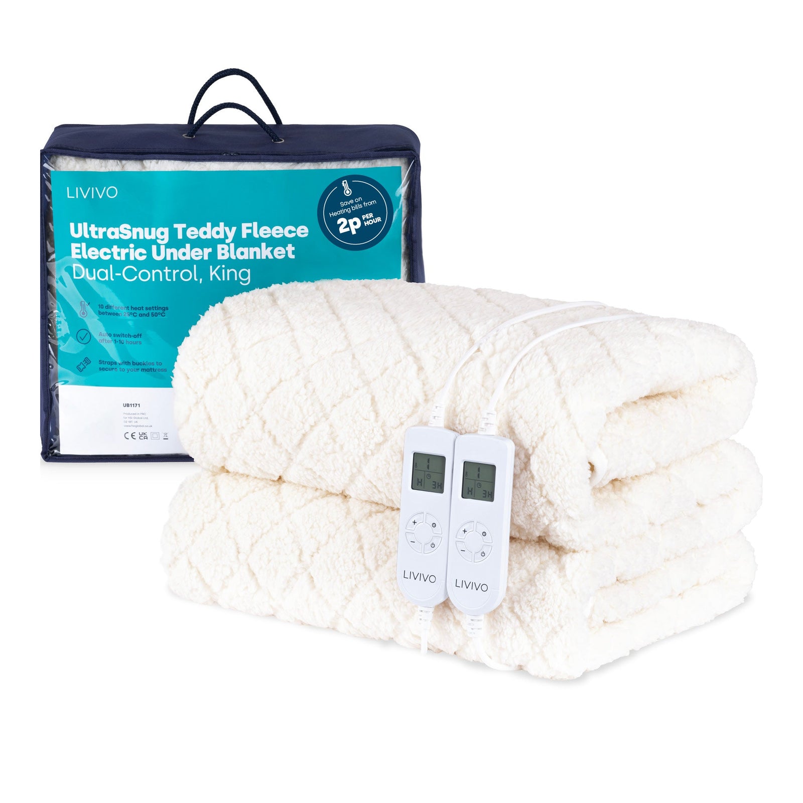 Ultrasnug Electric Under blanket Dual-control - White | King | White