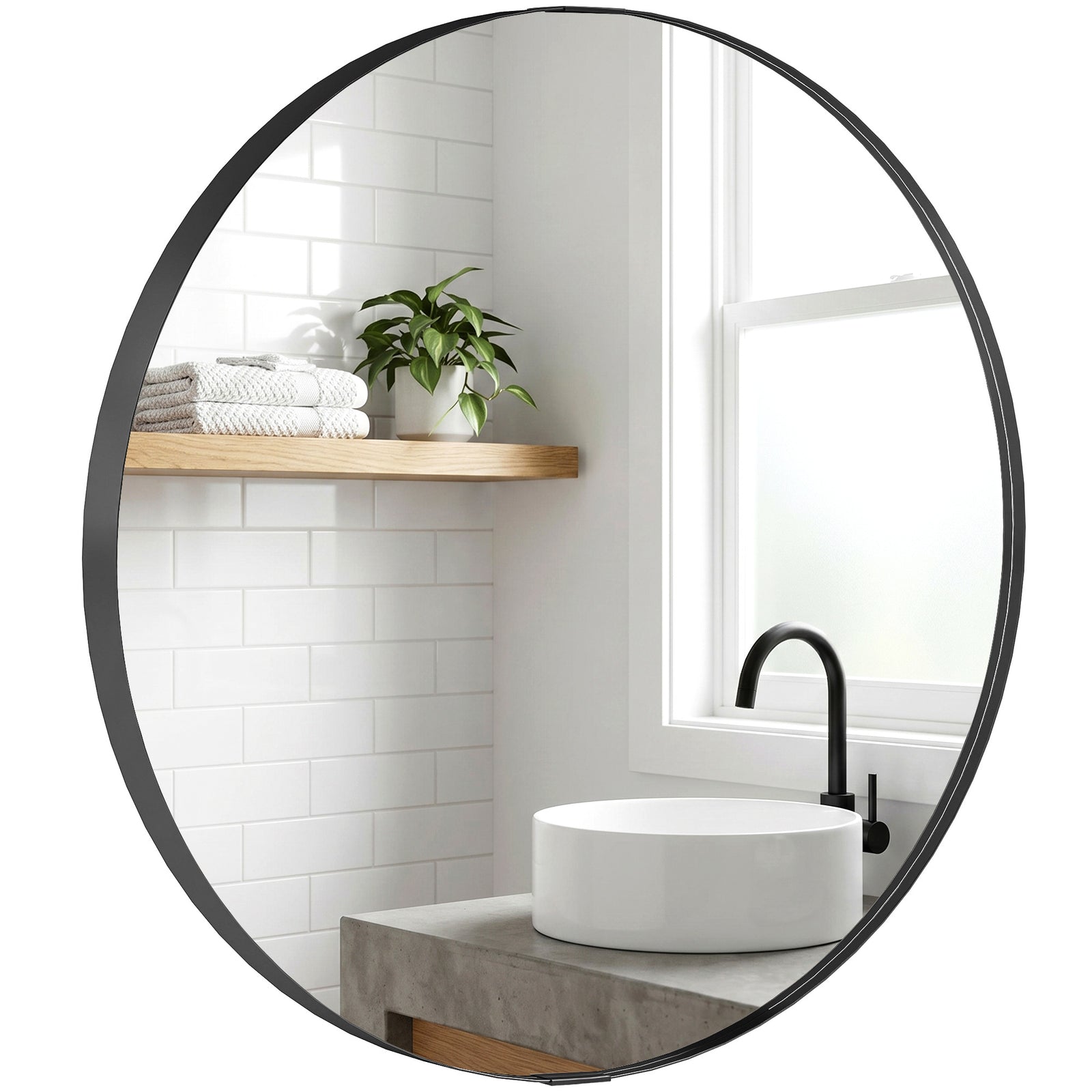 Wall Mirror 61 Cm, Wall Mounted Bathroom Mirror | Black