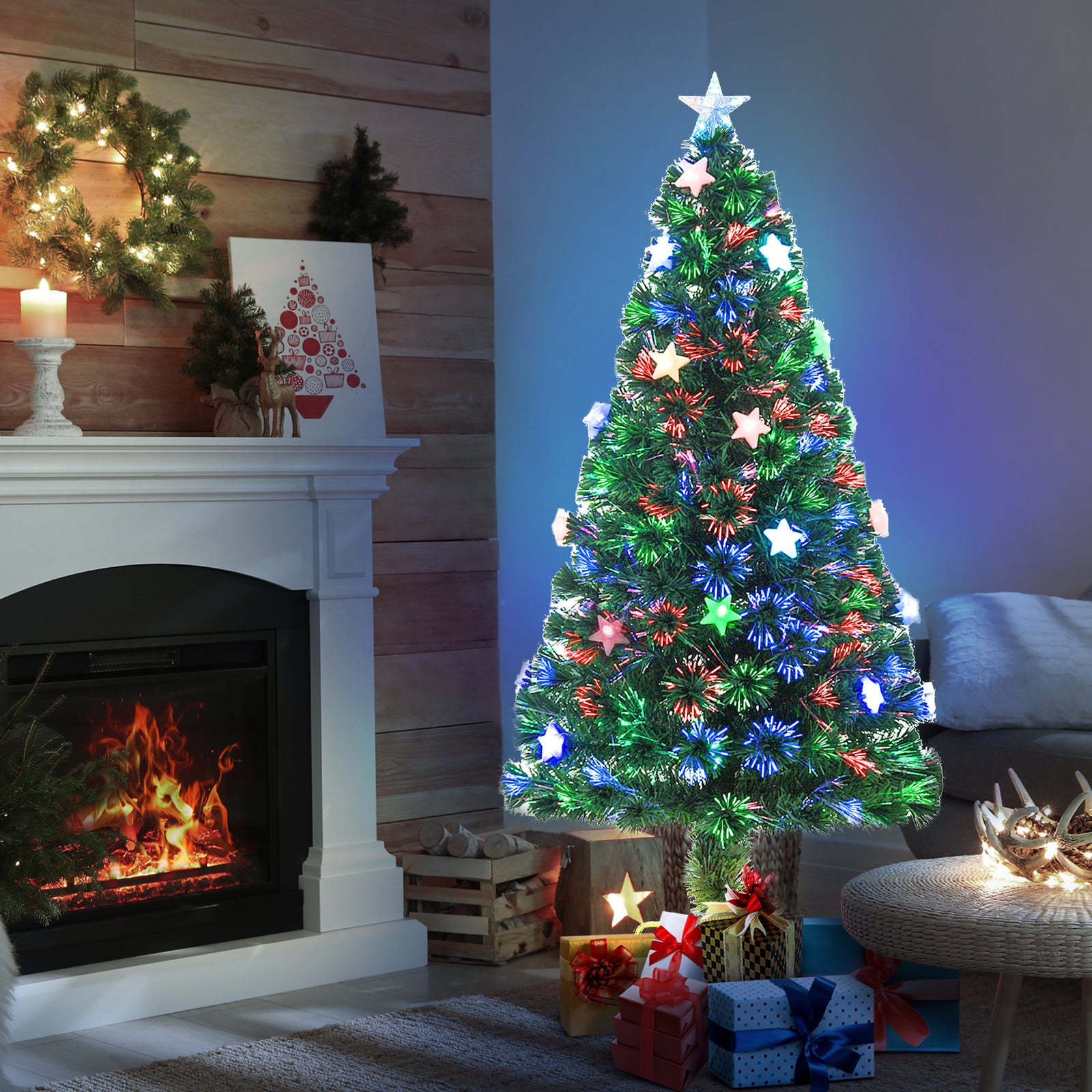 4/5ft Prelit Artificial Christmas Tree Star Led | 5ft | Green