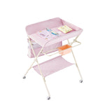 Foldable Baby Changing Table With 3-height Adjustment, Lockable Wheels, Guardrail & Safety Belt | Pink