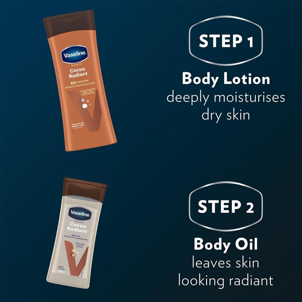 Body Gel Oil Intensive Care Cocoa Radiant Pure Cocoa Butter 200ml, 6pk