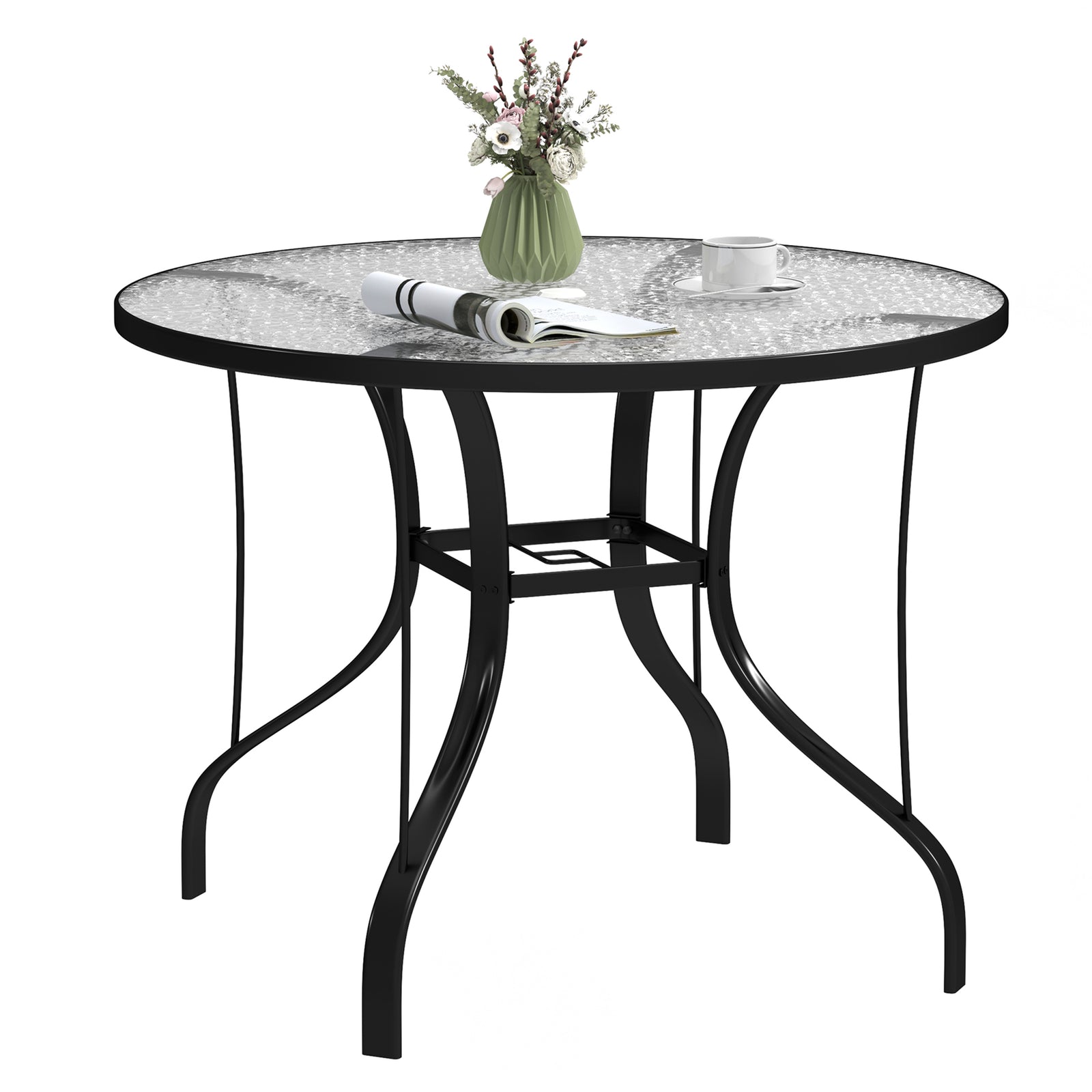 Outdoor Dining Table W/ Parasol Hole, Round