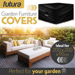 Premium Square Waterproof Garden Furniture Cover, Outdoor Patio Weatherproof Rattan Sofa Guard Cover | 200 x 200 x 90cm | Black