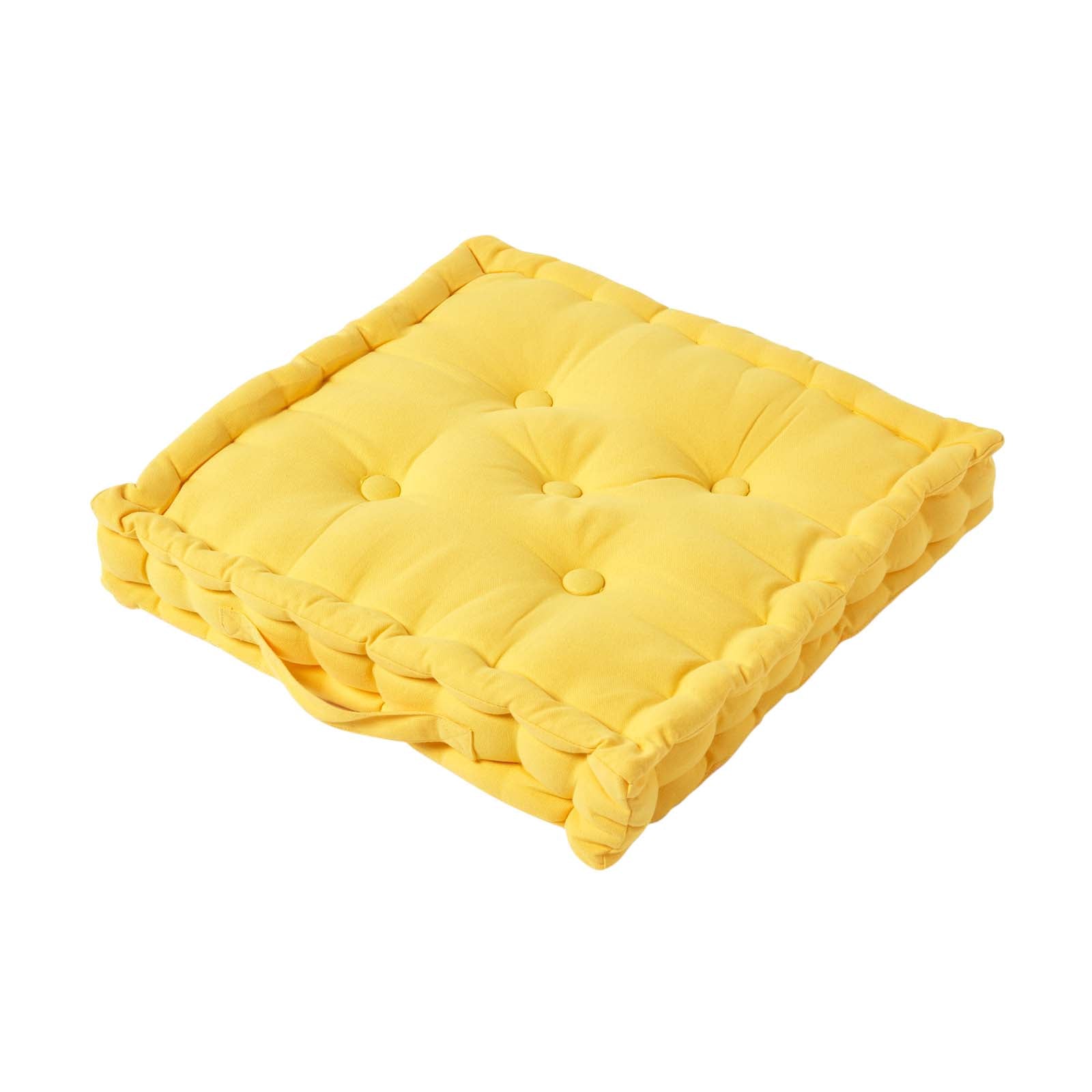 Cotton Plain Floor Cushion | 50cm x 50cm | Yellow