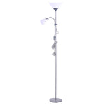 Modern 2 Head Standing Floor Lamp For Living Room | Silver Grey