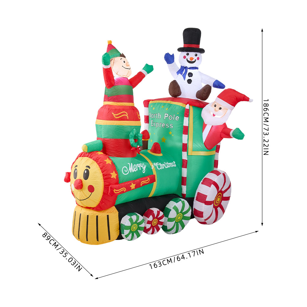1.86m H Inflatable Polar Express Train – Outdoor Christmas Decoration With Led Lights, Air Blower, Stakes & Water Bags