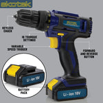 18v Cordless Drill Driver And Screwdriver Set & Drill Bit Kit Li-ion Battery Included, Lightweight Power Battery Drill | 13 Piece Kit – 1x Battery + Charger + Carry Case | Blue