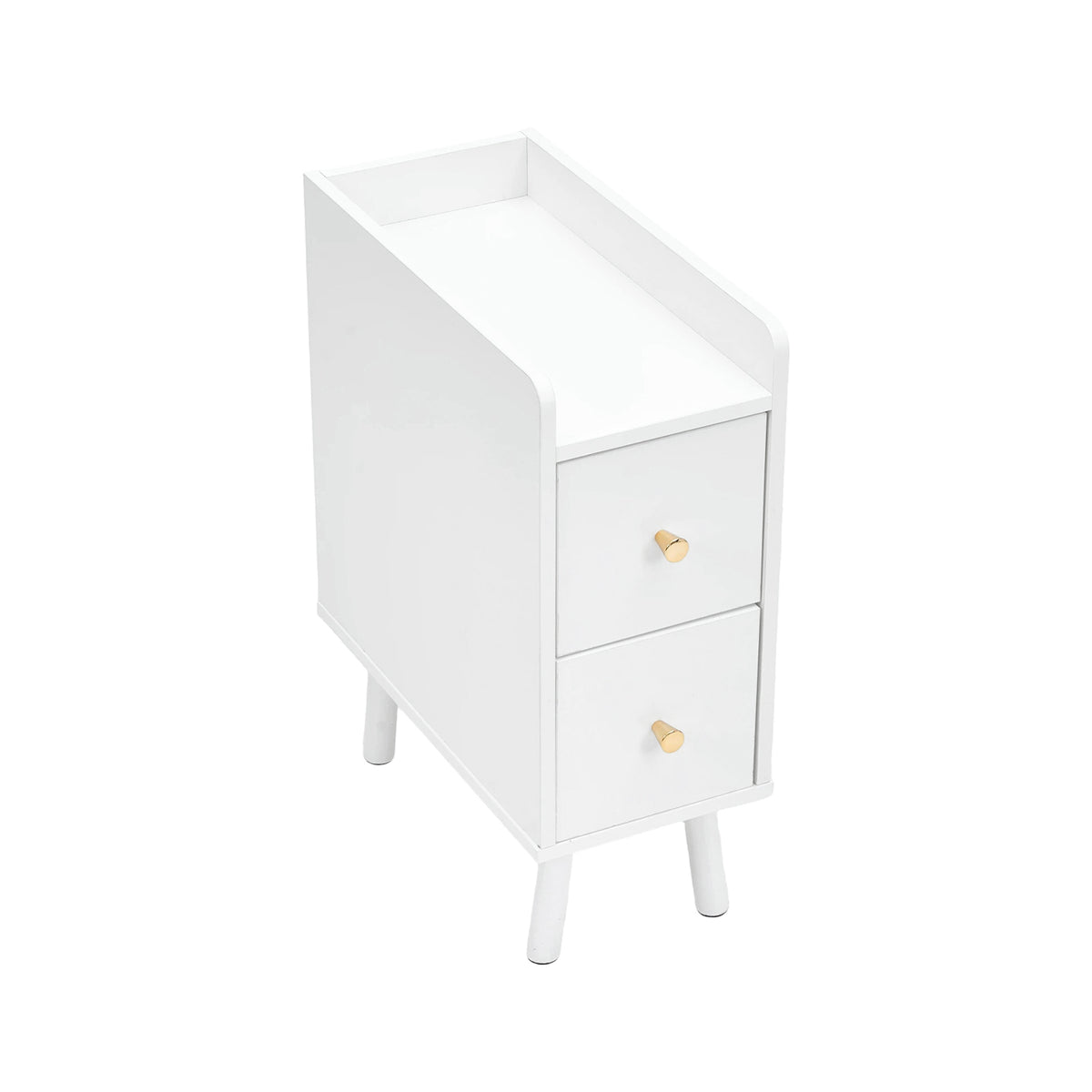 Modern Mdf Bedside Table With 2 Drawers | White
