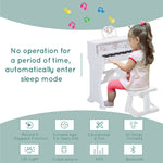 37 Key Keyboard Battery Piano Kids Microphone Stool Educational Game | White