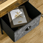 Industrial Nightstand, Drawer, Steel Frame