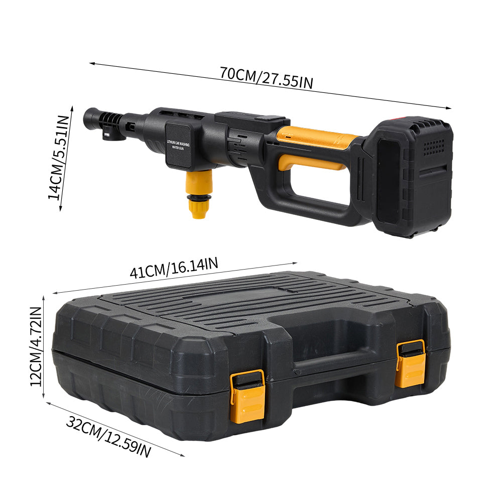 21v Cordless Handheld Pressure Washer With 2 Batteries, 5m Hose, 6-in-1 Nozzle & Foam Cannon, Portable Car And Garden Cleaner | Yellow & Black