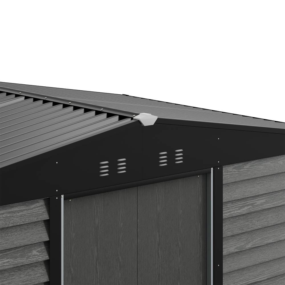 12 X 8ft Metal Storage Shed With Foundation, Double Sliding Doors & Vents, Weatherproof Outdoor Tool Shed For Garden Or Backyard