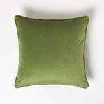 Filled Velvet Cushion With Piped Edge 46 X 46 Cm | 45cm x 45cm | Olive Green