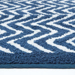 Chevron Pattern Cotton Bathmat | 50 x 80cm | Blue & White
