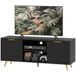 HOMCOM Modern Tv Stand Cabinet With Storage For Living Room, Black