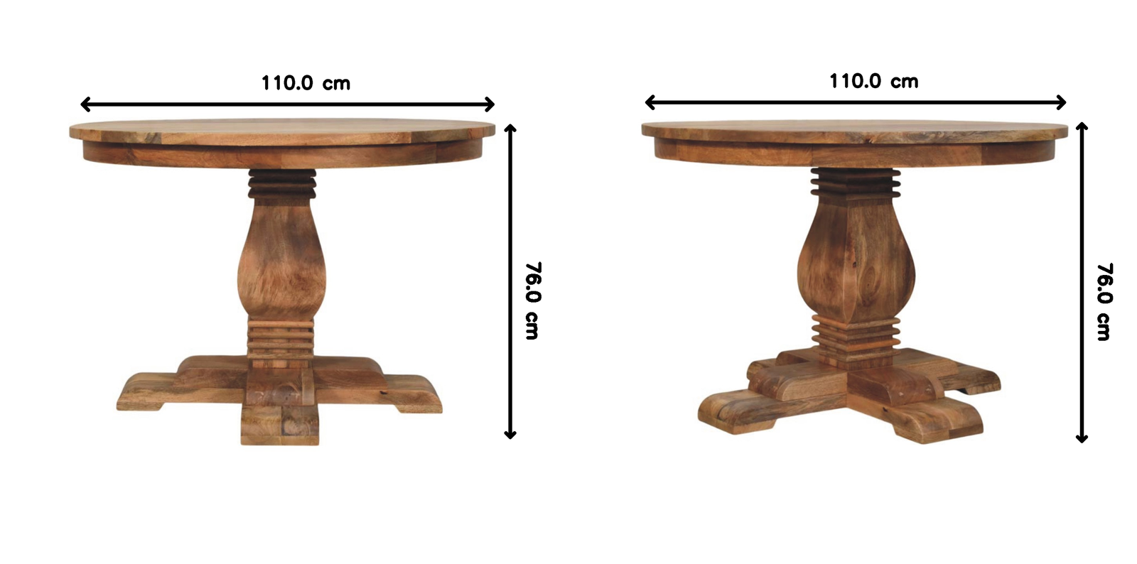 Valentina Round Dining Table – Solid Wood, Sculpted Pedestal Base