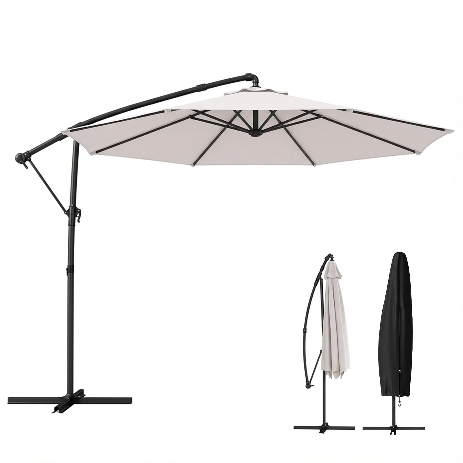 3 M Garden Cantilever Parasol With Cover, Rotation | Cream
