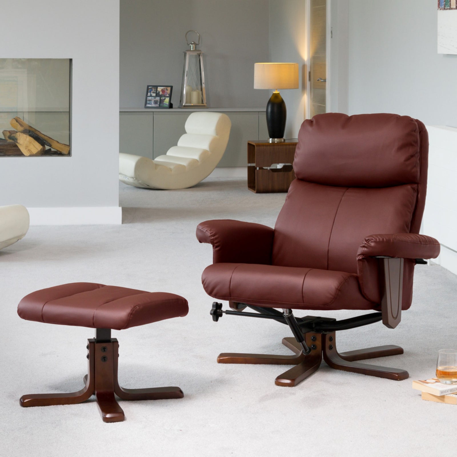 Woodacre Swivel Recliner | Burgundy