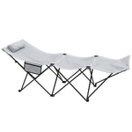 Foldable Sun Lounger W/ Side Pocket & Headrest