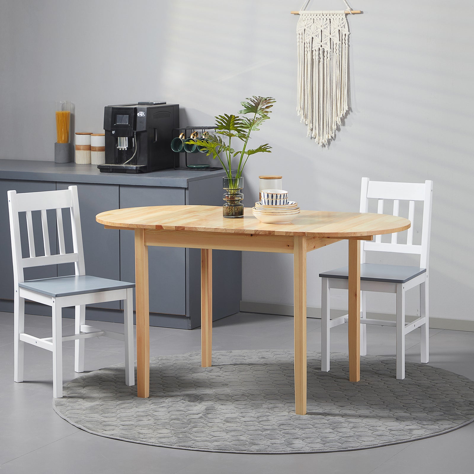 Foldable Dining Table, Solid Wood Drop Leaf Table