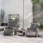 3 Pieces Rattan Bistro Set With Cushions For Outdoor, Grey