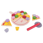 Wooden Pizza Cutting Set, With 6 Different Toppings