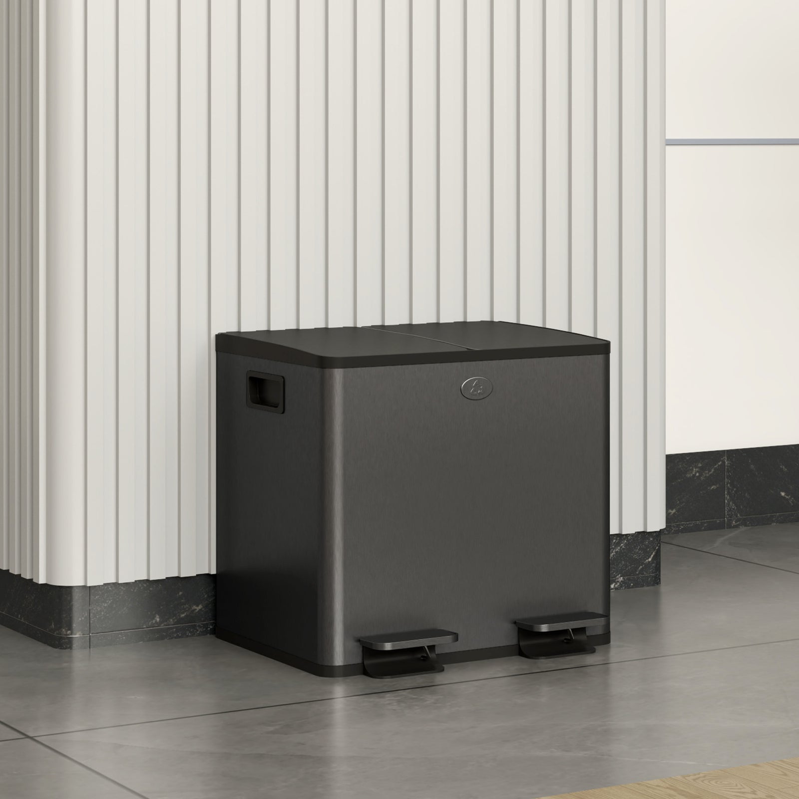 2 X 15l Dual Kitchen Bin Pedal Bin For Recycling And Waste | Black