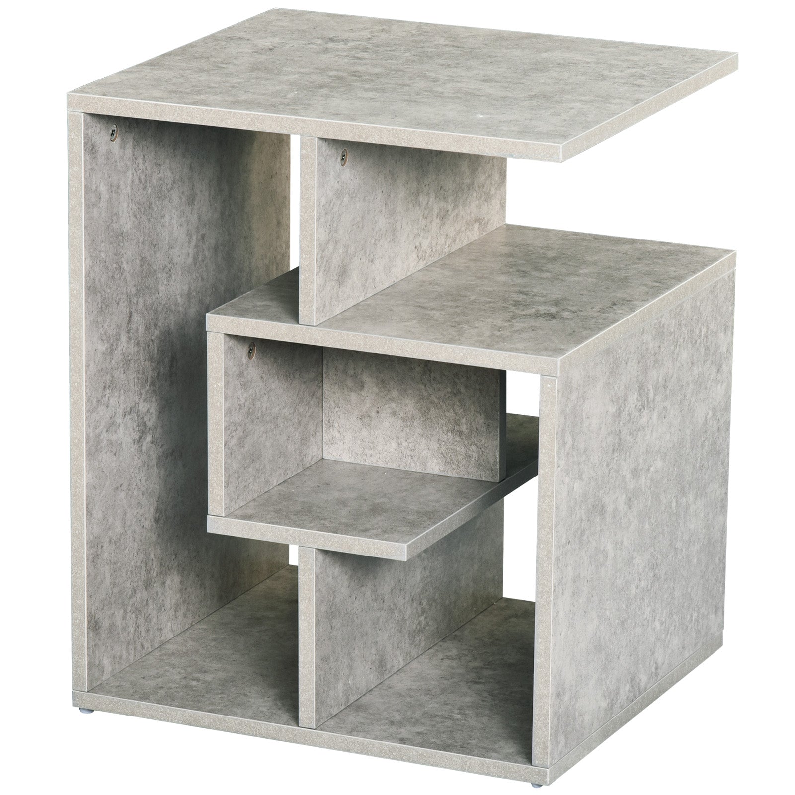3-tier Side End Table Open Shelves Storage Coffee Book | Gray