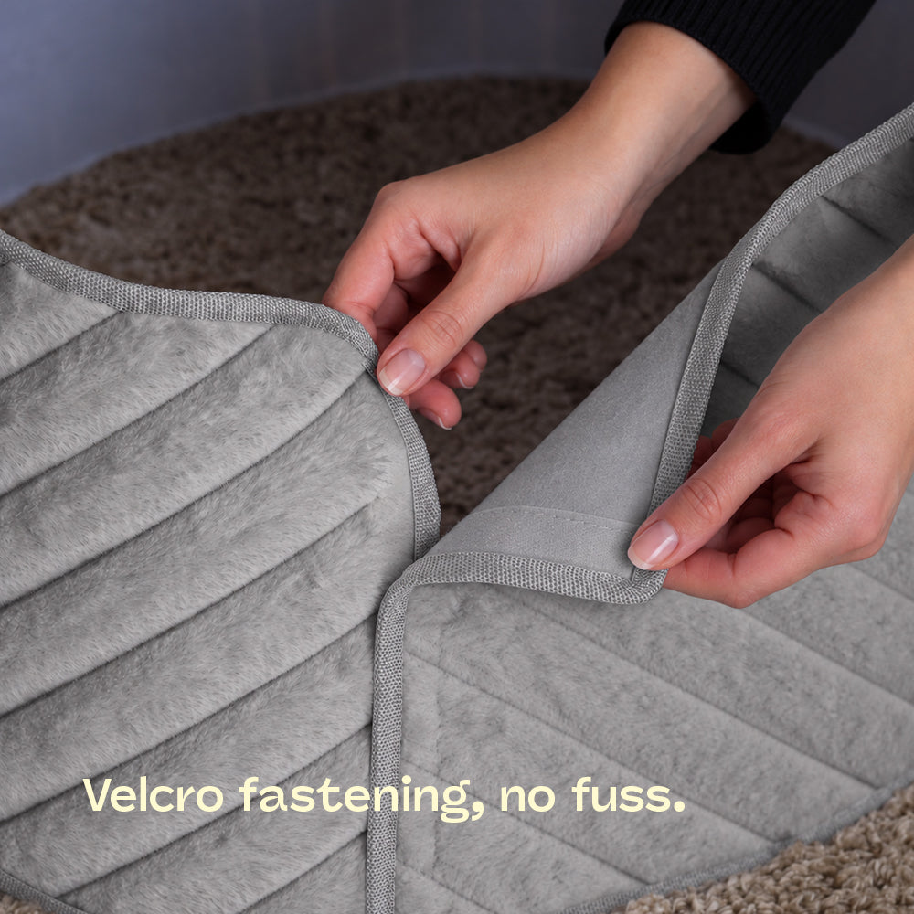 Round Faux Fur Christmas Tree Skirt With Velcro Closure | Grey