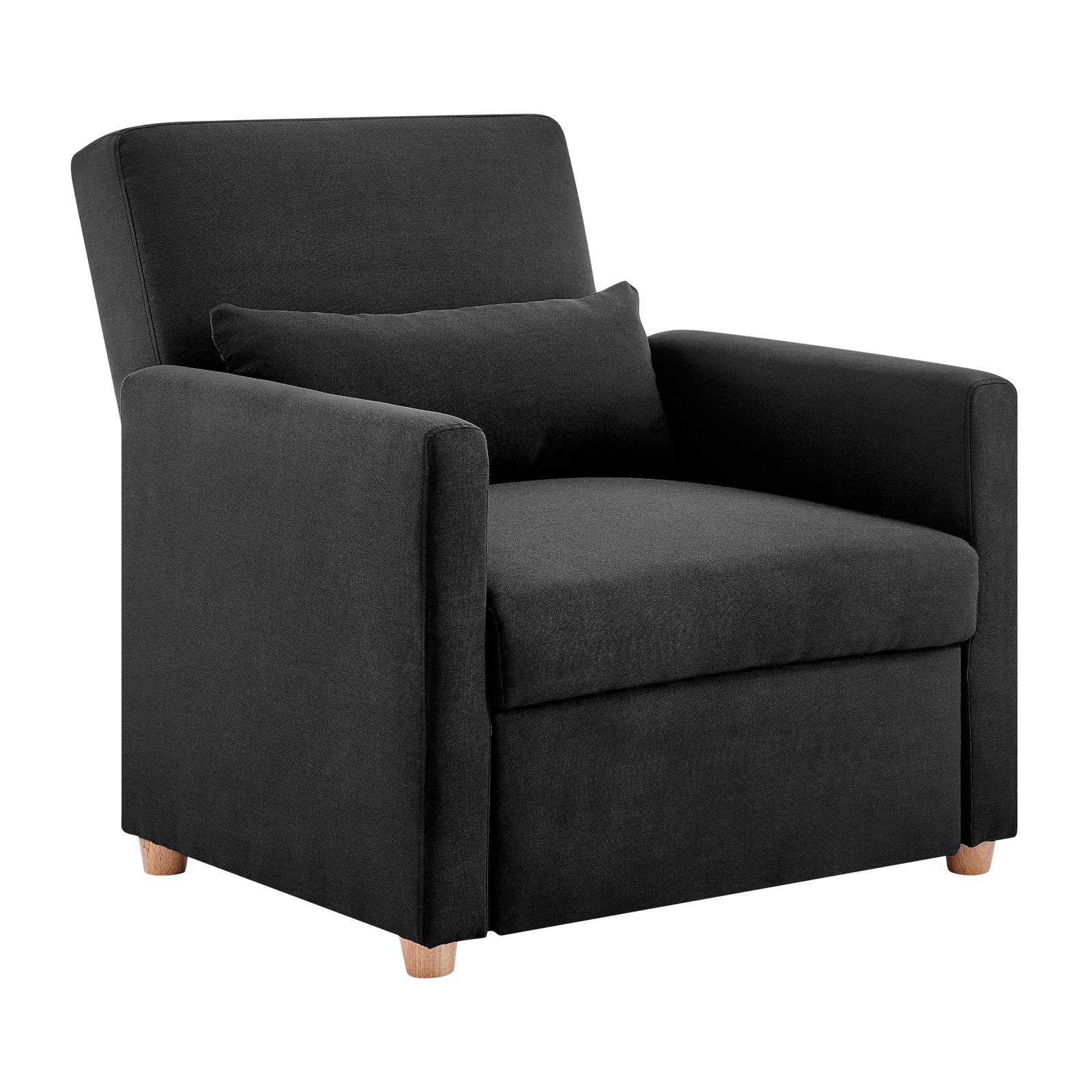 Pull Out Single Linen Armchair Bed - 1 Seater | Black