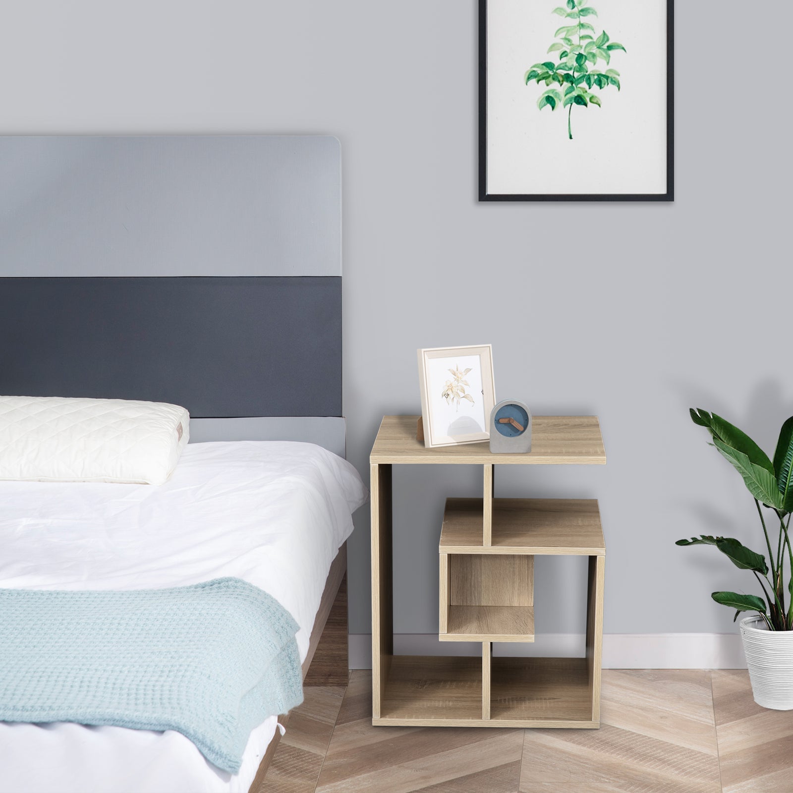 3-tier Side End Table Open Shelves Storage Coffee Book | Natura