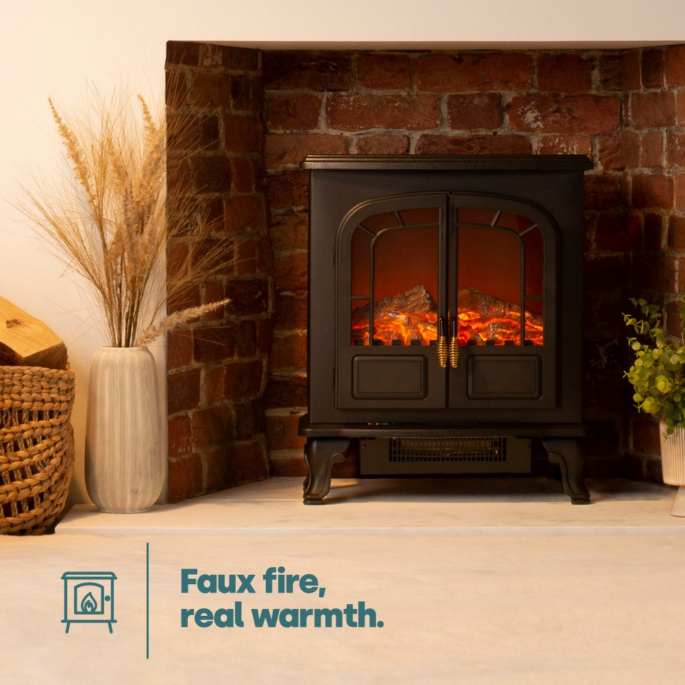Electric Fireplace Heater With Dual Power Modes And Safety Cut Off