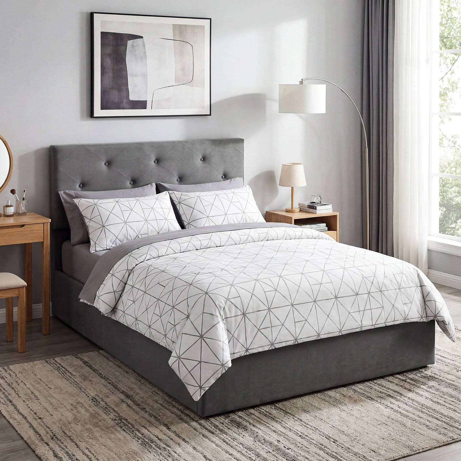 Bed Frame Gas Side Lift Under Bed Storage | King | Dark Grey