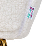 Accent Chair With Footstool Set – Sherpa Fleece Upholstered Armchair With Gold Metal Stool