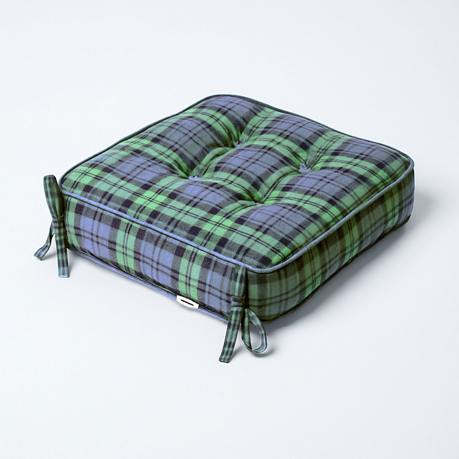 Tartan Check Cotton Dining Chair Booster Cushion | 40cm x 40cm | Blackwatch