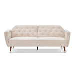 Victoria Velvet Sofa Bed 3 Seater | Cream