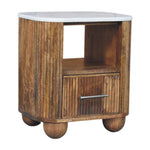 Beaumont Marble Bedside, 1 Drawer, 1 Open Shelf, White and Brown | 9 | Brown