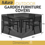 Premium Square Waterproof Garden Furniture Cover, Outdoor Patio Weatherproof Rattan Sofa Guard Cover | 200 x 200 x 90cm | Black