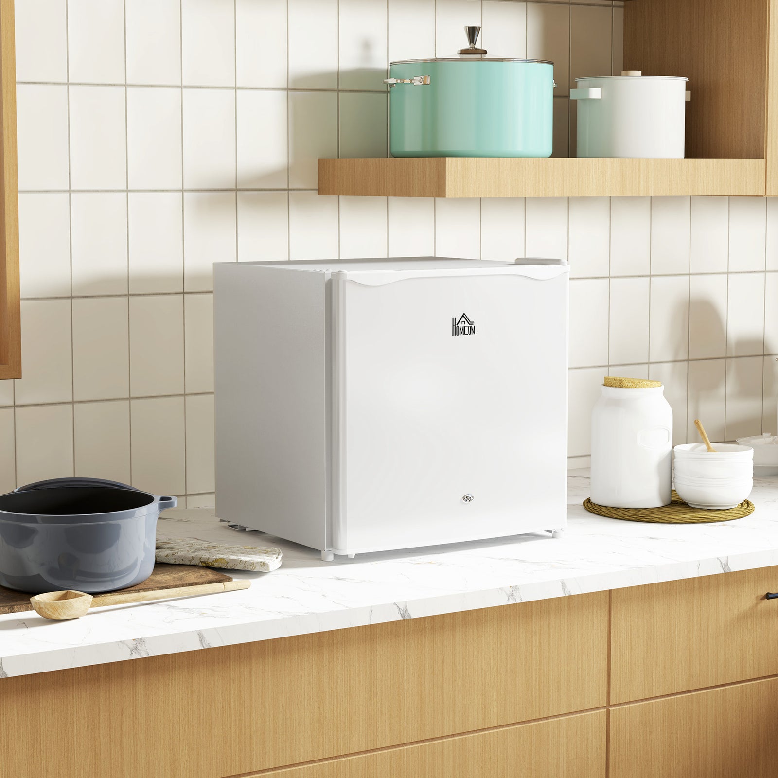 46l Counter Top Fridge Mini Fridge With Lock Chiller Box | One Size | Cream