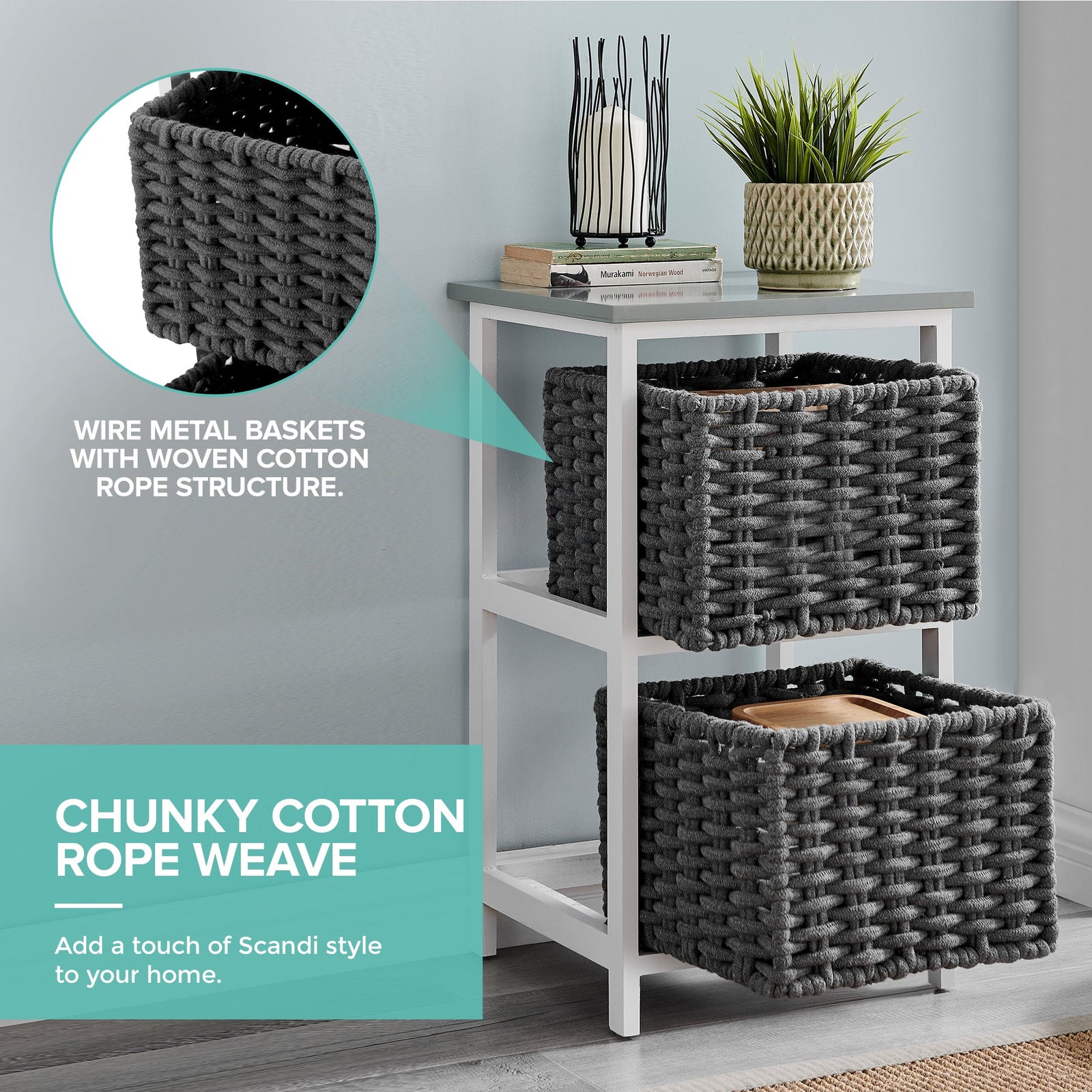 Habi 2 Drawer Storage Unit - Grey