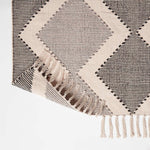 Malmo Handwoven Grey & Black Cotton Textured Rug | 120cm x 180cm | Grey & White