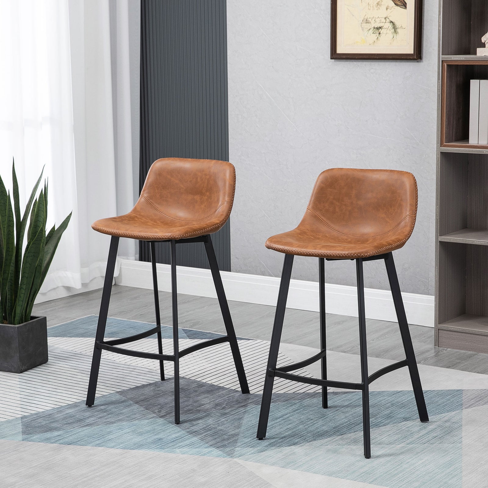 Industrial Bar Stools With Steel Legs Set Of 2