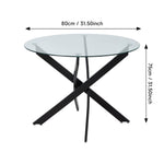 80cm/100cm Dia X 75cm H Round Dining Table With Metal Black Legs | 80cm
