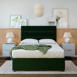 Plush Velvet Divan Base And Plain Headboard | King | Green