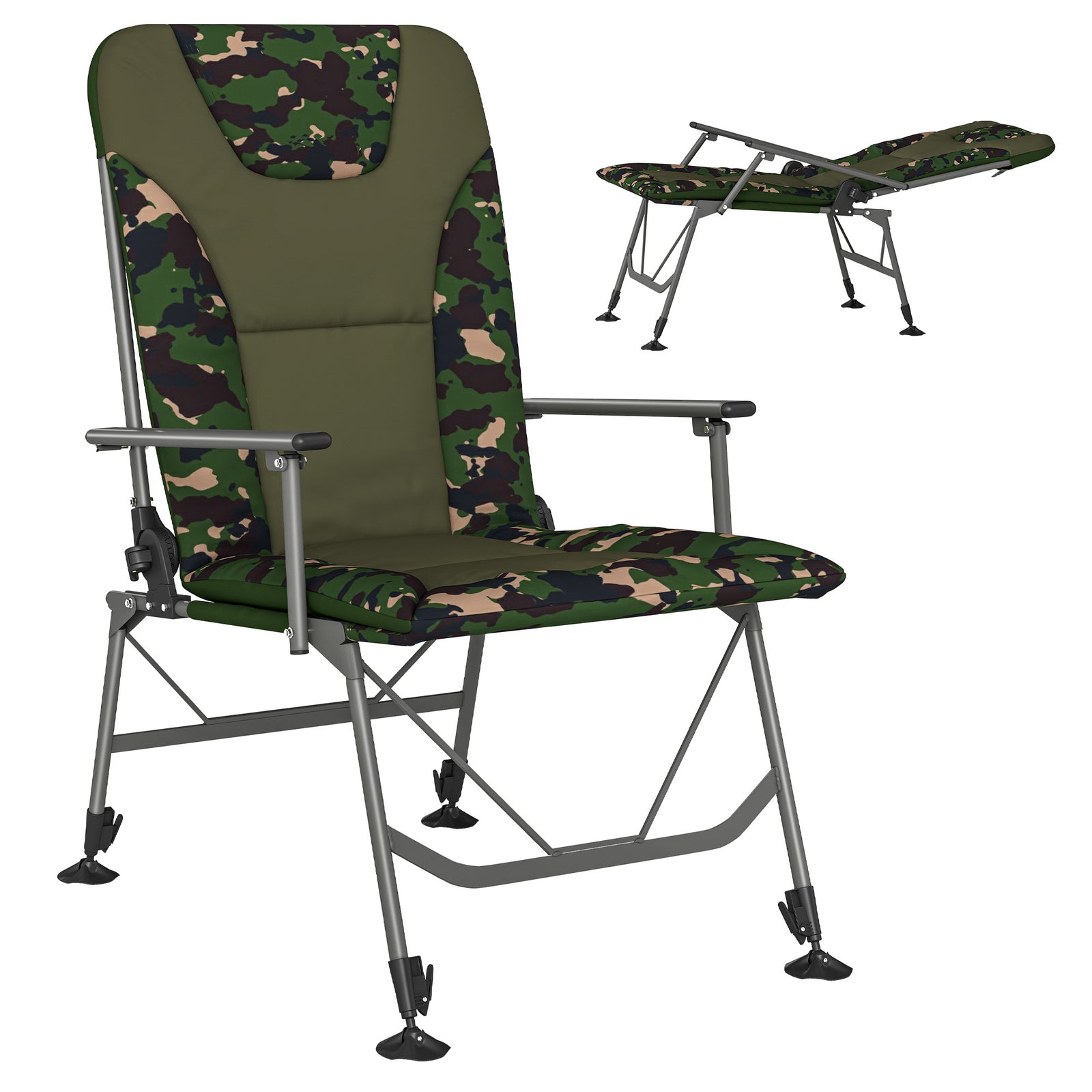 Camping Chair Reclining Padded For Adults | Brown
