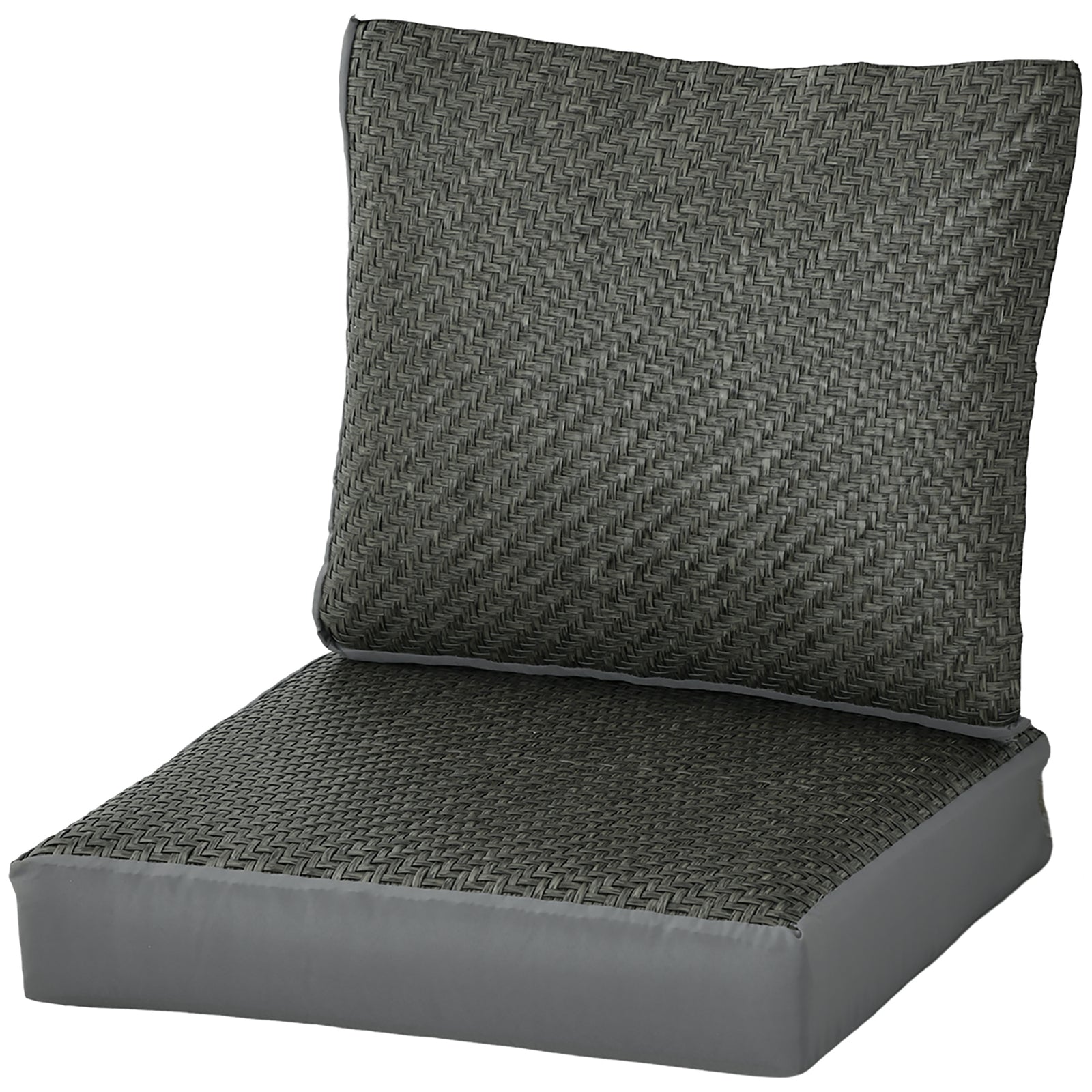 2 Fabric And Pe Rattan Replacement Back And Seat Cushions