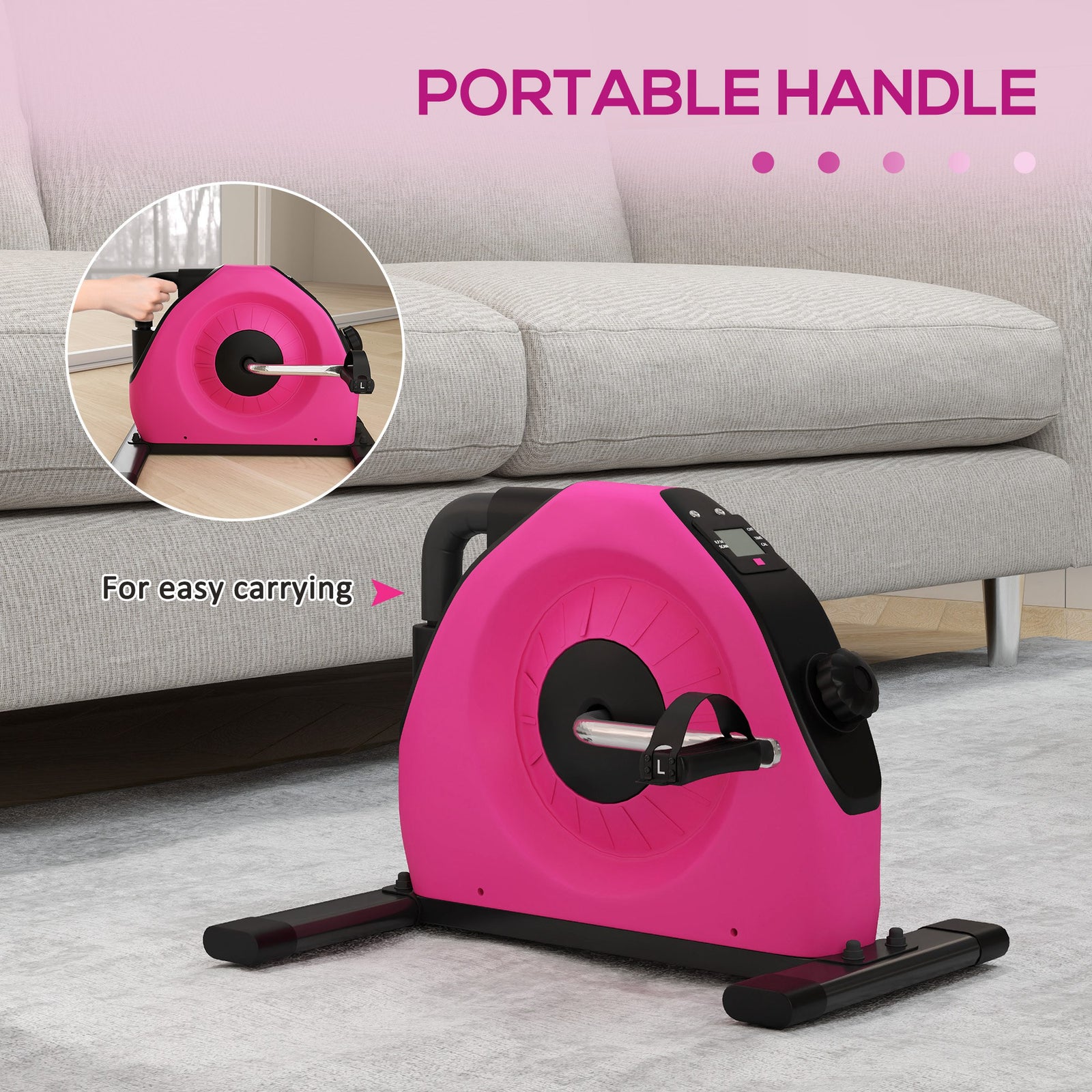 Mini Exercise Bike Portable Pedal Exerciser For Legs | Pink